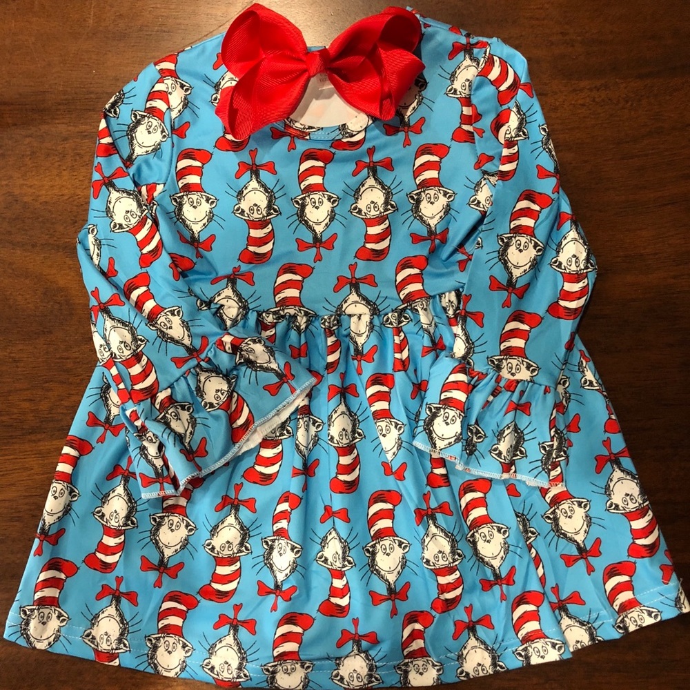 Sold Adorable Dr. Seuss girls dress and bow